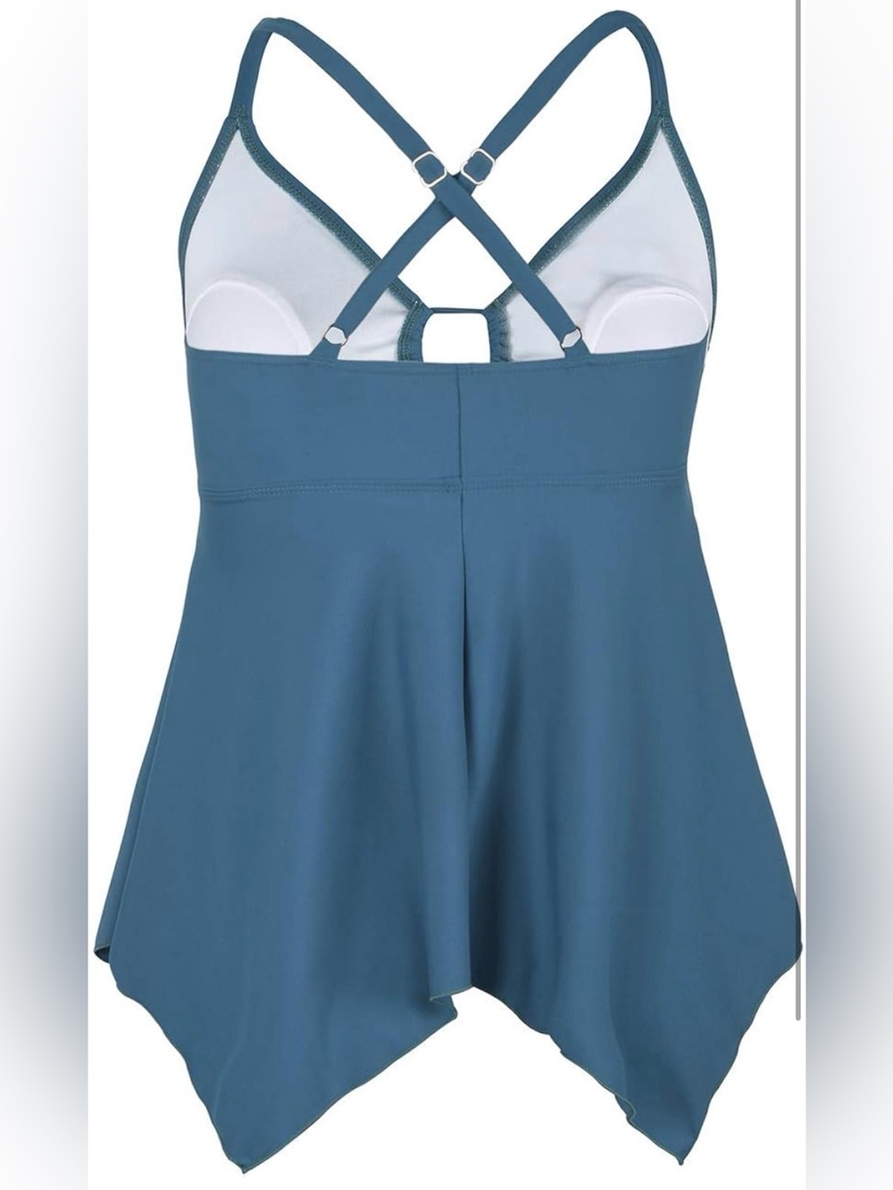 Dark Green Plus Size Swim Top With Adjustable Straps and Built-In Bra - Picture 6 of 6